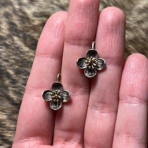 Vintage sterling silver Gemvara dogwood latch earrings